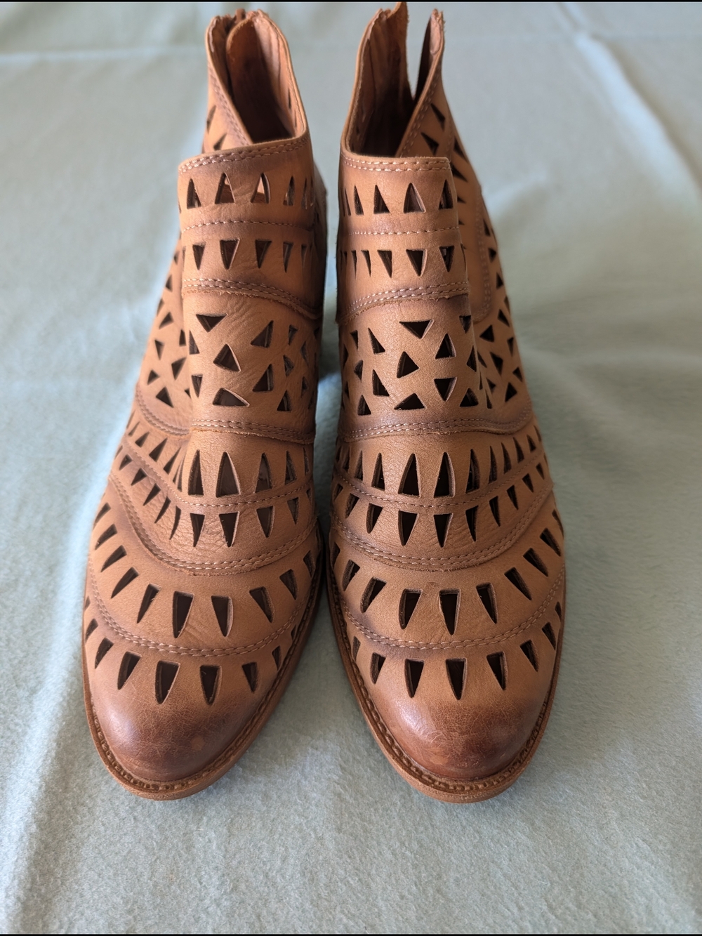 Sofft Women's Tan Laser-Cut Ankle Boots - Stylish Everyday Wear